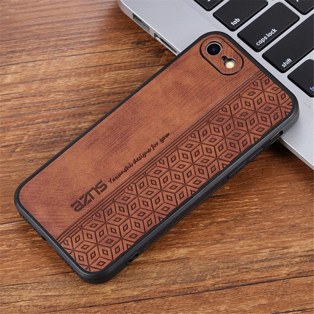 AZNS For iPhone 7 / 8 4.7 inch / SE (2020) / SE (2022) Imprinted Pattern Phone Case Drop-proof PU Leather Coated TPU Cover - Brown - 4