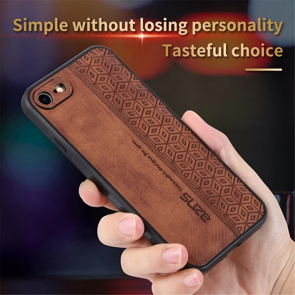 AZNS For iPhone 7 / 8 4.7 inch / SE (2020) / SE (2022) Imprinted Pattern Phone Case Drop-proof PU Leather Coated TPU Cover - Brown - 5