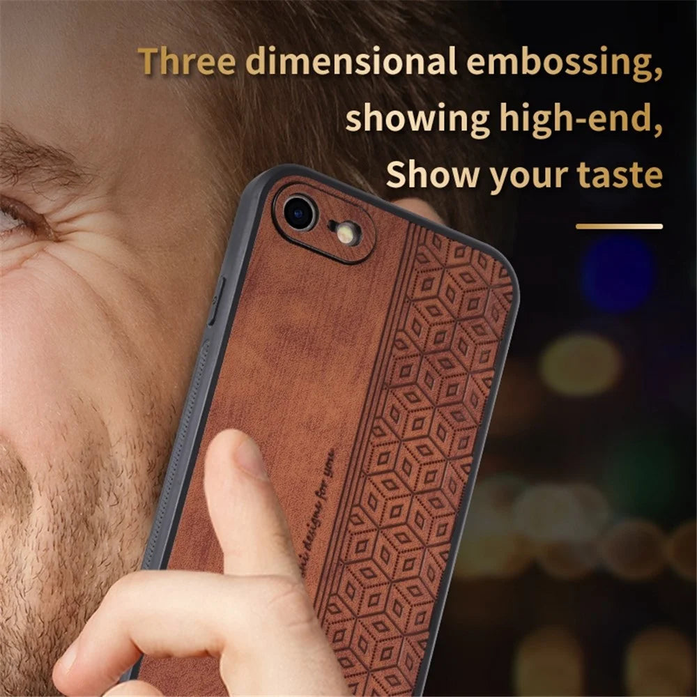 AZNS For iPhone 7 / 8 4.7 inch / SE (2020) / SE (2022) Imprinted Pattern Phone Case Drop-proof PU Leather Coated TPU Cover - Brown - 6
