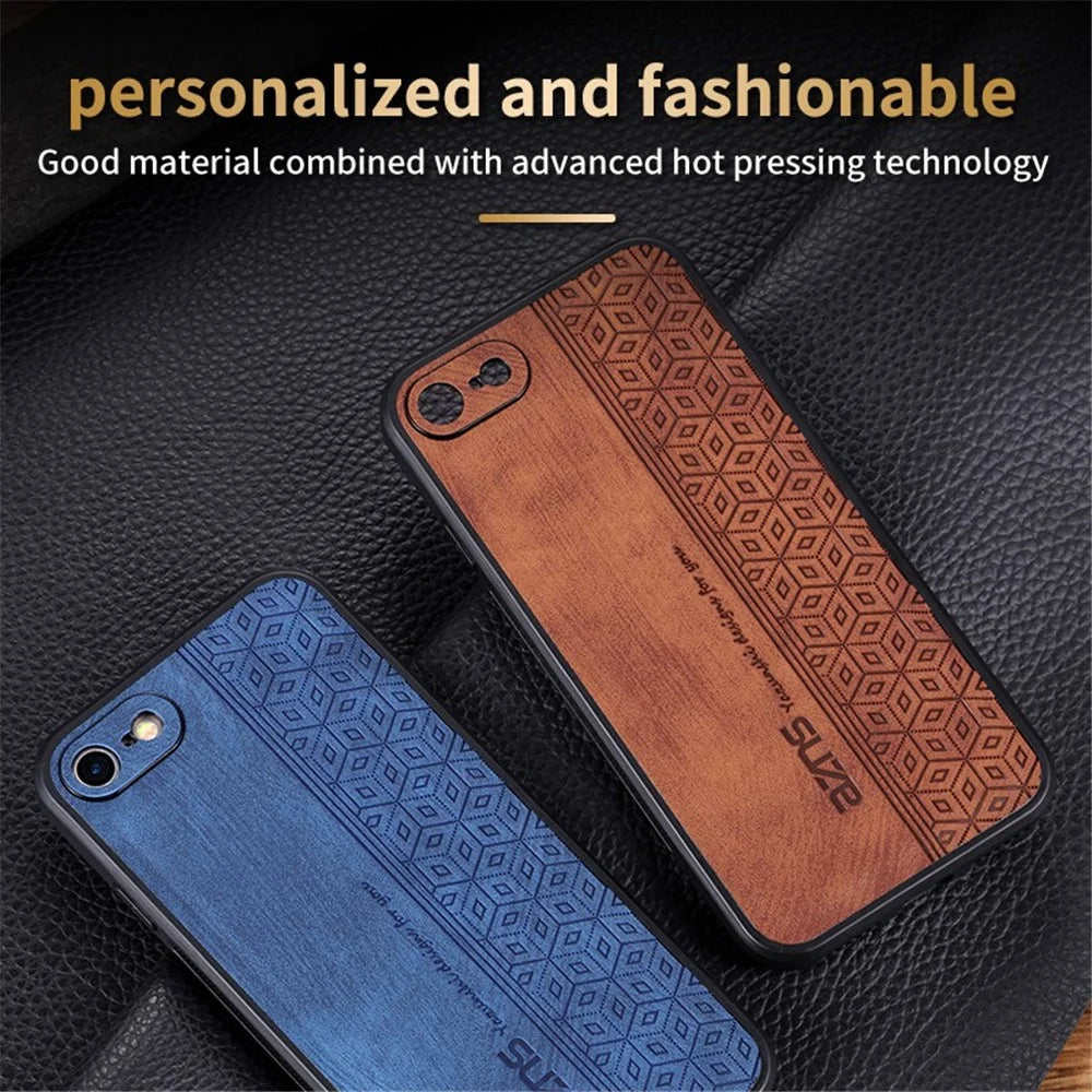 AZNS For iPhone 7 / 8 4.7 inch / SE (2020) / SE (2022) Imprinted Pattern Phone Case Drop-proof PU Leather Coated TPU Cover - Brown - 7