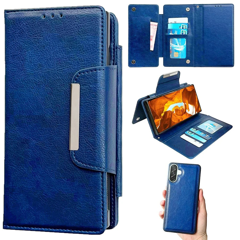For Samsung Galaxy A36 5G Case Detachable PU Leather 2 in 1 Magnetic Wallet Phone Cover - Sapphire - 1