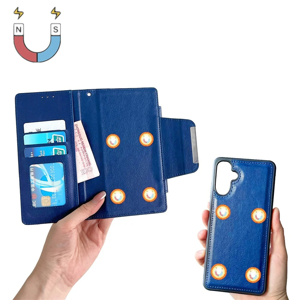 For Samsung Galaxy A36 5G Case Detachable PU Leather 2 in 1 Magnetic Wallet Phone Cover - Sapphire - 2