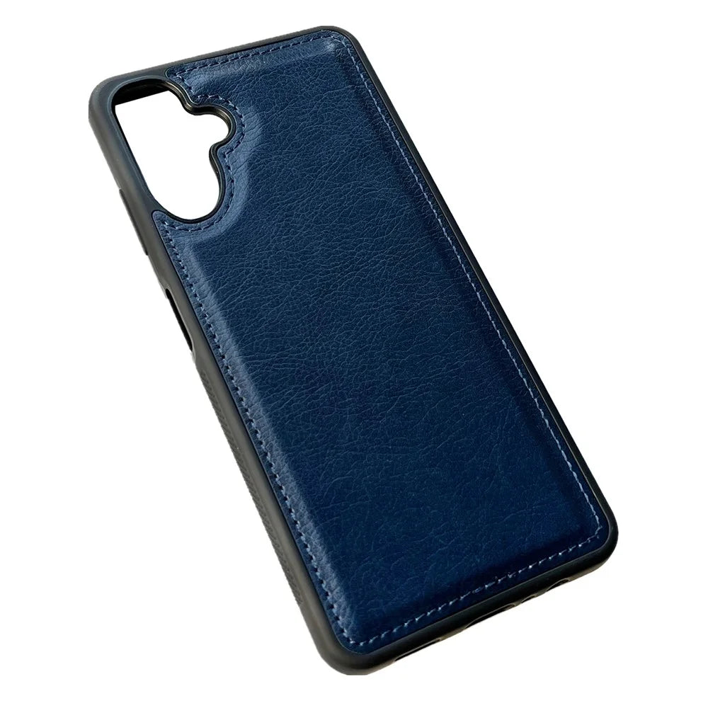 For Samsung Galaxy A56 5G Case Calf Texture PU Leather Anti Fingerprint Back Phone Cover - Blue - 6