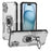 For iPhone 16 Case Rotatable Ring Kickstand PC + TPU Shockproof Phone Cover - Titanium Grey - 1