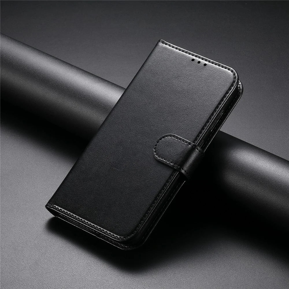 For iPhone 16 Wallet Phone Case with 8 Card Slot Stand PU Leather Folio Flip Cover - Black - 7