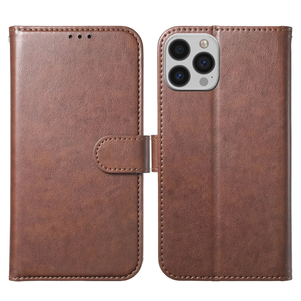 For iPhone 16 Pro Wallet Phone Case with 8 Card Slot Stand PU Leather Folio Flip Cover - Coffee - 1