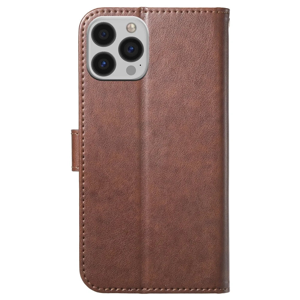 For iPhone 16 Pro Wallet Phone Case with 8 Card Slot Stand PU Leather Folio Flip Cover - Coffee - 6
