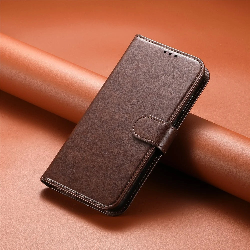 For iPhone 16 Pro Max Wallet Phone Case with 8 Card Slot Stand PU Leather Folio Flip Cover - Coffee - 7