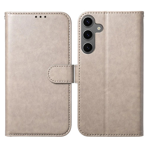 For Samsung Galaxy S25 Wallet Phone Case with 8 Card Slot Stand PU Leather Folio Flip Cover - Grey - 1