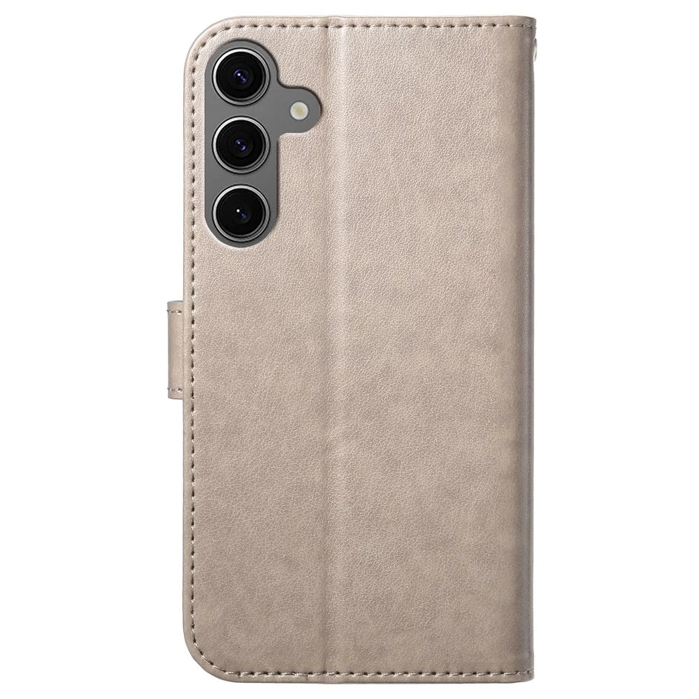 For Samsung Galaxy S25+ Wallet Phone Case with 8 Card Slot Stand PU Leather Folio Flip Cover - Grey - 6