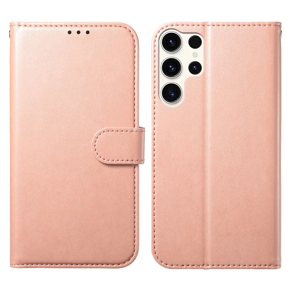 For Samsung Galaxy S25 Ultra Wallet Phone Case with 8 Card Slot Stand PU Leather Folio Flip Cover - Rose Gold - 1