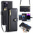 For iPhone 14 Pro Max Case Zipper Pocket Wallet Leather Phone Cover with 2 Straps - Black - 1
