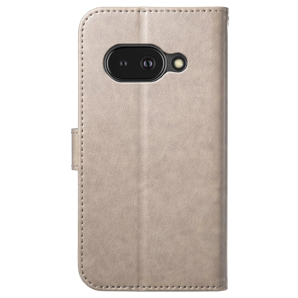For Google Pixel 9a Wallet Phone Case with 8 Card Slot Stand PU Leather Folio Flip Cover - Grey - 6