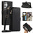 For Samsung Galaxy S25 Ultra Wallet Phone Case Shockproof TPU+PU Leather Flip Cover with Mirror, Strap - Black - 1