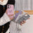 For iPhone 16 Case with Strap Rhinestone Decor Butterfly Design TPU + PC Phone Back Cover - Purple - 7