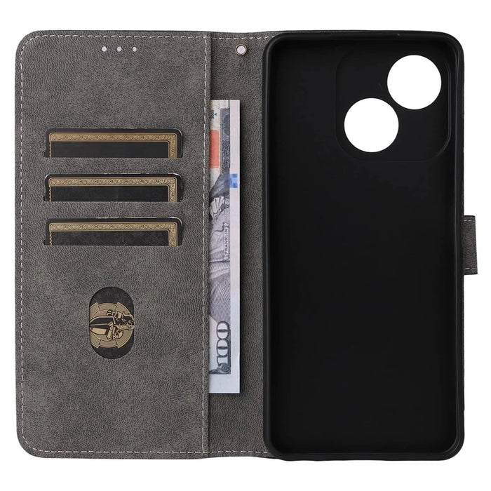 For ZTE Blade A35e (EU) (Z2466) Case Wallet RFID Blocking PU Leather Cover Viewing Stand with Strap - Black - 3