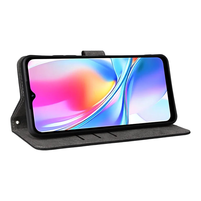 For ZTE Blade A35e (EU) (Z2466) Case Wallet RFID Blocking PU Leather Cover Viewing Stand with Strap - Black - 4