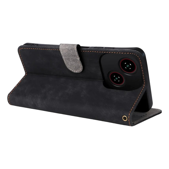For ZTE Blade A35e (EU) (Z2466) Case Wallet RFID Blocking PU Leather Cover Viewing Stand with Strap - Black - 5