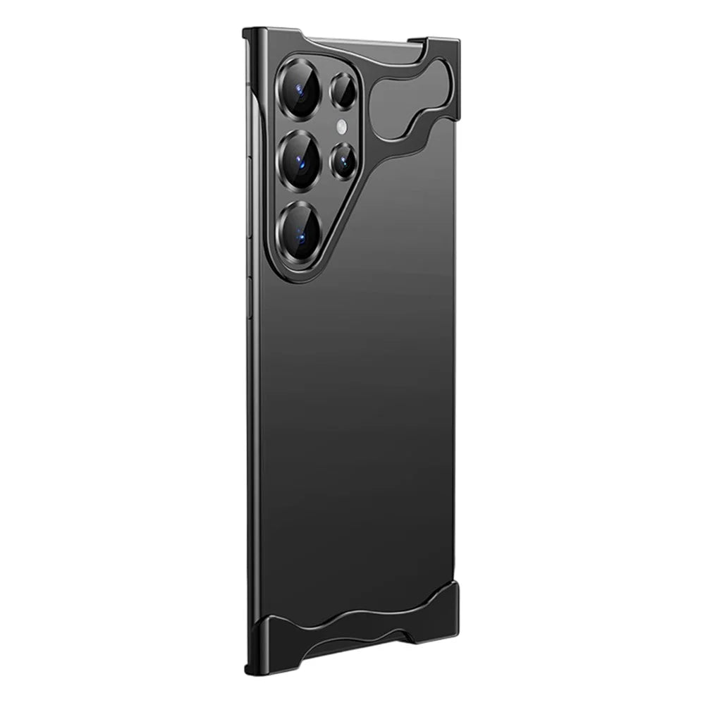 For Samsung Galaxy S25 Ultra Bumper Case Metal Frameless Shockproof Cover with Camera Lens Protector - Black - 1