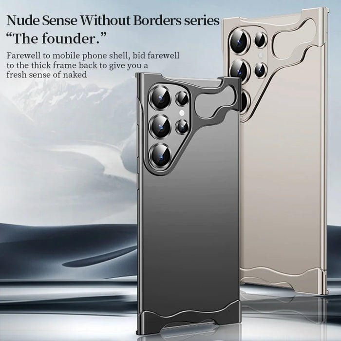 For Samsung Galaxy S25 Ultra Bumper Case Metal Frameless Shockproof Cover with Camera Lens Protector - Black - 2