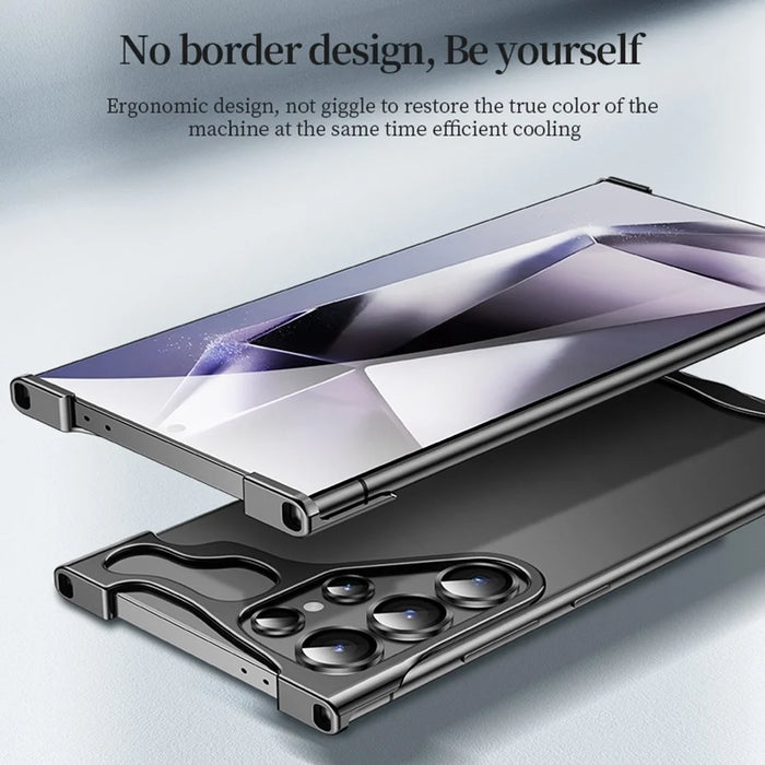 For Samsung Galaxy S25 Ultra Bumper Case Metal Frameless Shockproof Cover with Camera Lens Protector - Black - 3