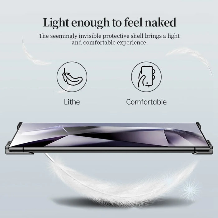 For Samsung Galaxy S25 Ultra Bumper Case Metal Frameless Shockproof Cover with Camera Lens Protector - Black - 5