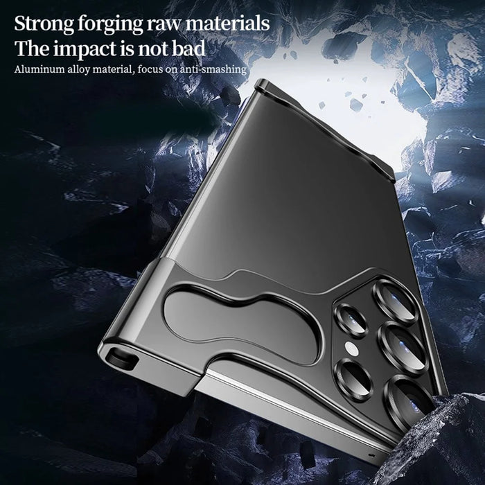For Samsung Galaxy S25 Ultra Bumper Case Metal Frameless Shockproof Cover with Camera Lens Protector - Black - 6