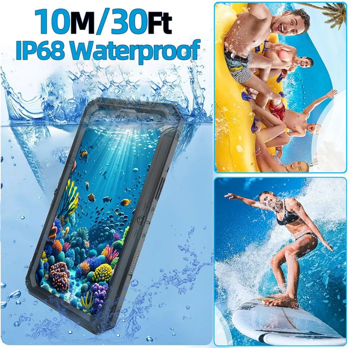 IP68 Waterproof Phone Case for iPhone 16 Pro Max Metal + Silicone Cover with Screen Protector - Black - 3