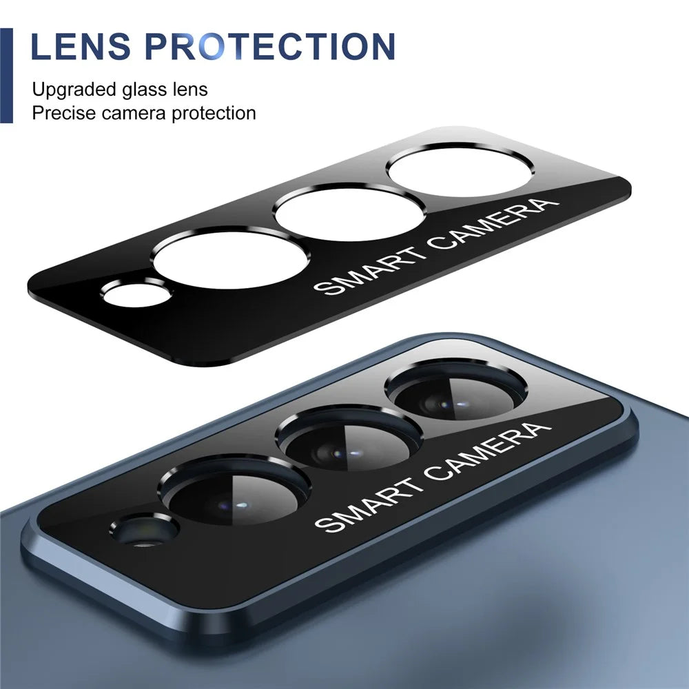 For Samsung Galaxy Z Fold3 5G Case Foldable Kickstand Skin-Touch PC Phone Cover Built In Screen Protector - Dark Blue - 2