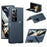 For Samsung Galaxy Z Fold4 5G Case Foldable Kickstand Skin-Touch PC Phone Cover Built In Screen Protector - Dark Blue - 1