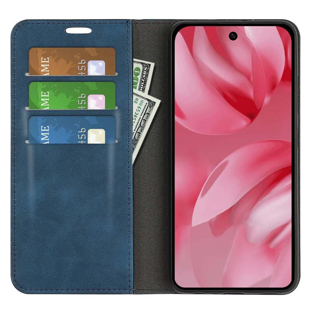 For Google Pixel 10 Case Skin Touch Leather Wallet Phone Cover - Blue - 2