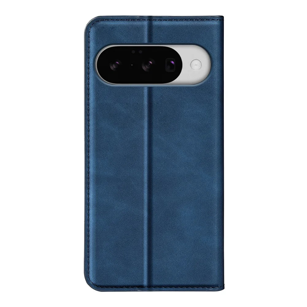 For Google Pixel 10 Case Skin Touch Leather Wallet Phone Cover - Blue - 5