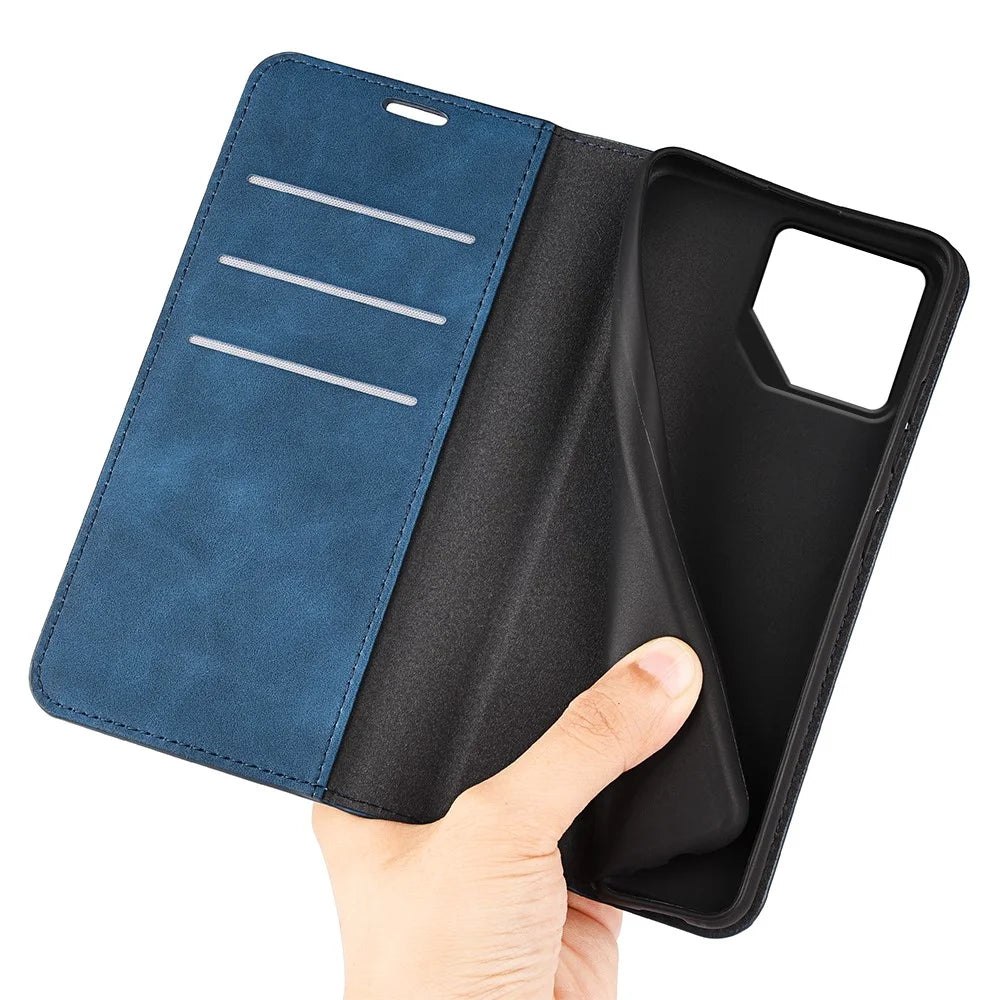 For Asus ROG Phone 9 Pro 5G Case Skin Touch Leather Wallet Phone Cover - Blue - 3