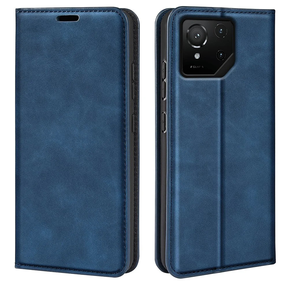 For Asus ROG Phone 9 Pro 5G Case Skin Touch Leather Wallet Phone Cover - Blue - 4