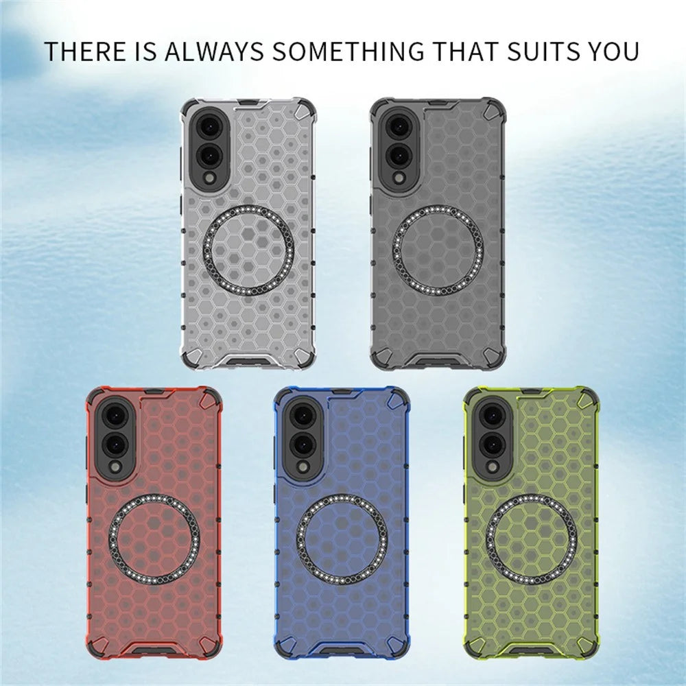 For Samsung Galaxy S25 Edge Magnetic Case Honeycomb Design TPU + PC Phone Cover - Grey - 7