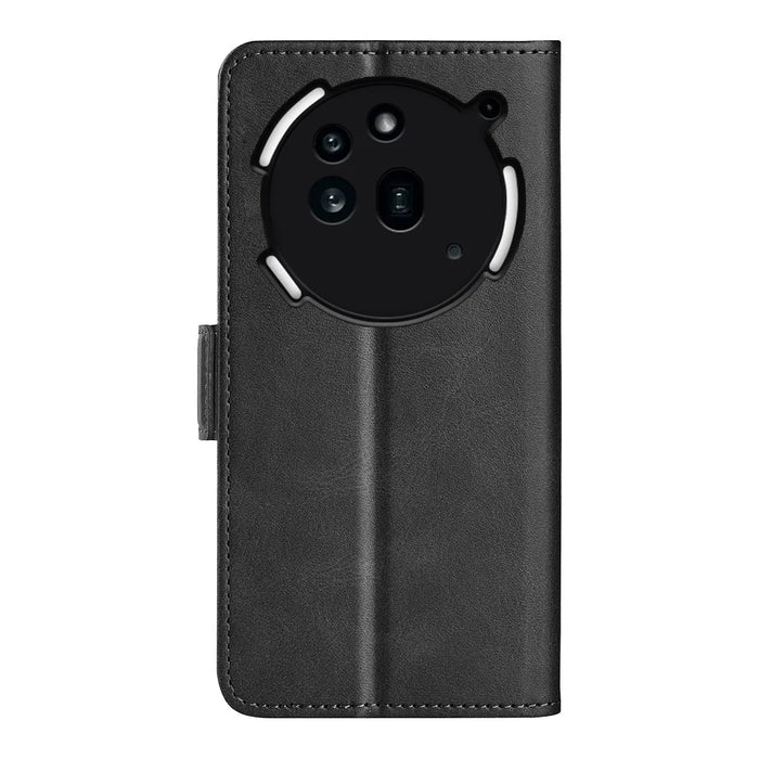 For Nothing Phone (3a) Pro Case Calf Texture Leather Wallet Phone Cover - Black - 5