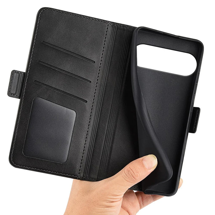 For Google Pixel 10 Case Calf Texture Leather Wallet Phone Cover - Black - 3