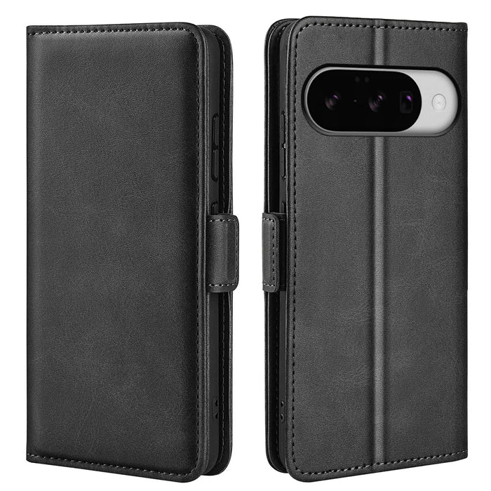 For Google Pixel 10 Case Calf Texture Leather Wallet Phone Cover - Black - 4