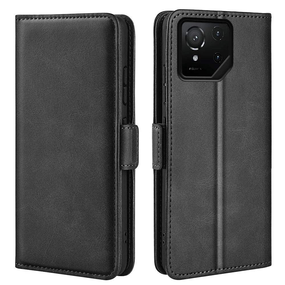 For Asus ROG Phone 9 Pro 5G Case Calf Texture Leather Wallet Phone Cover - Black - 4