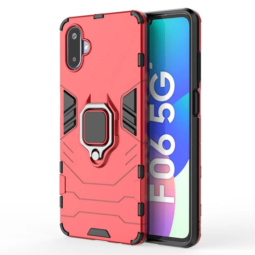 For Samsung Galaxy F06 5G  /  M06 5G Case PC + TPU Protective Phone Cover with Ring Kickstand - Red - 1