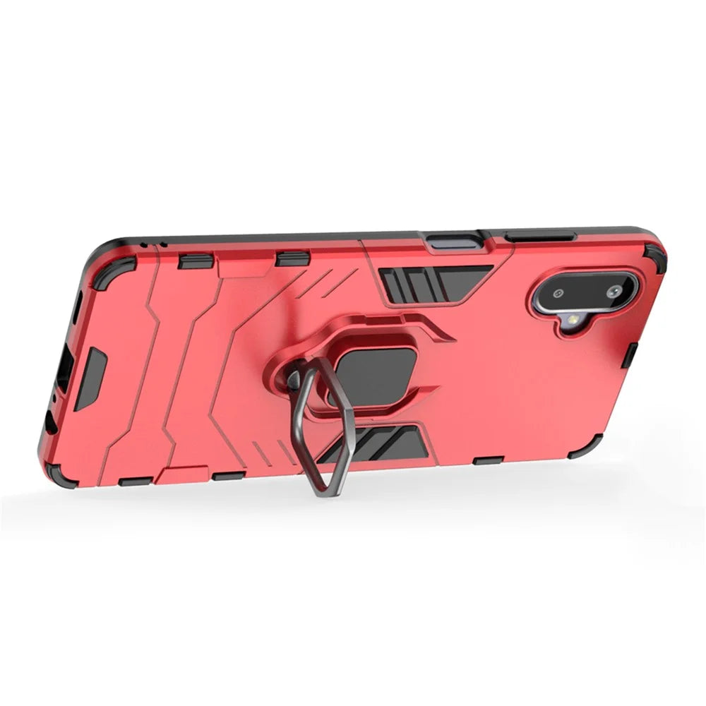 For Samsung Galaxy F06 5G  /  M06 5G Case PC + TPU Protective Phone Cover with Ring Kickstand - Red - 3