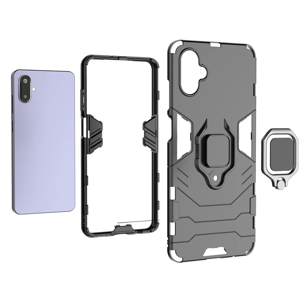 For Samsung Galaxy F06 5G  /  M06 5G Case PC + TPU Protective Phone Cover with Ring Kickstand - Red - 4