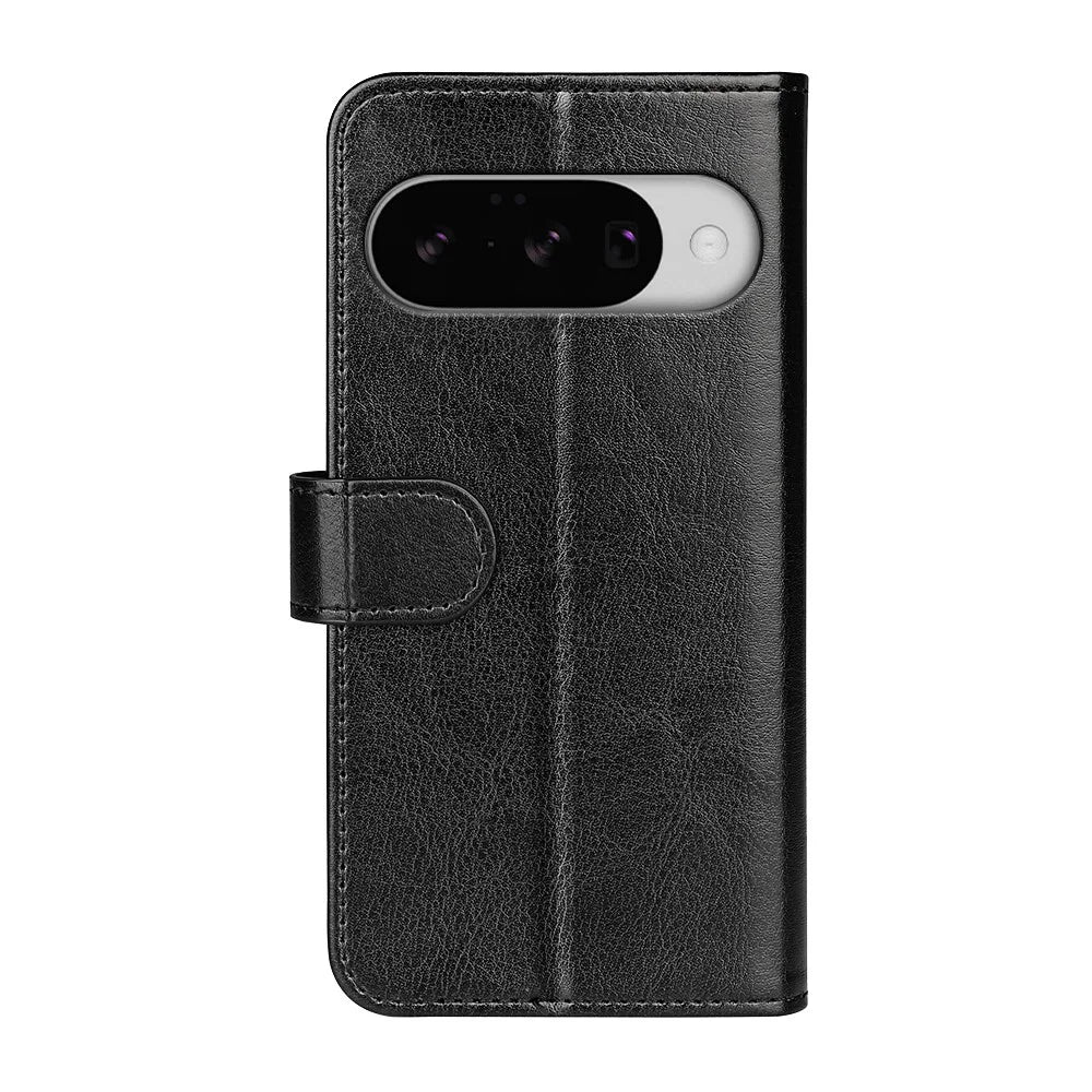 For Google Pixel 10 Case Crazy Horse Texture Stand Leather Phone Cover - Black - 5