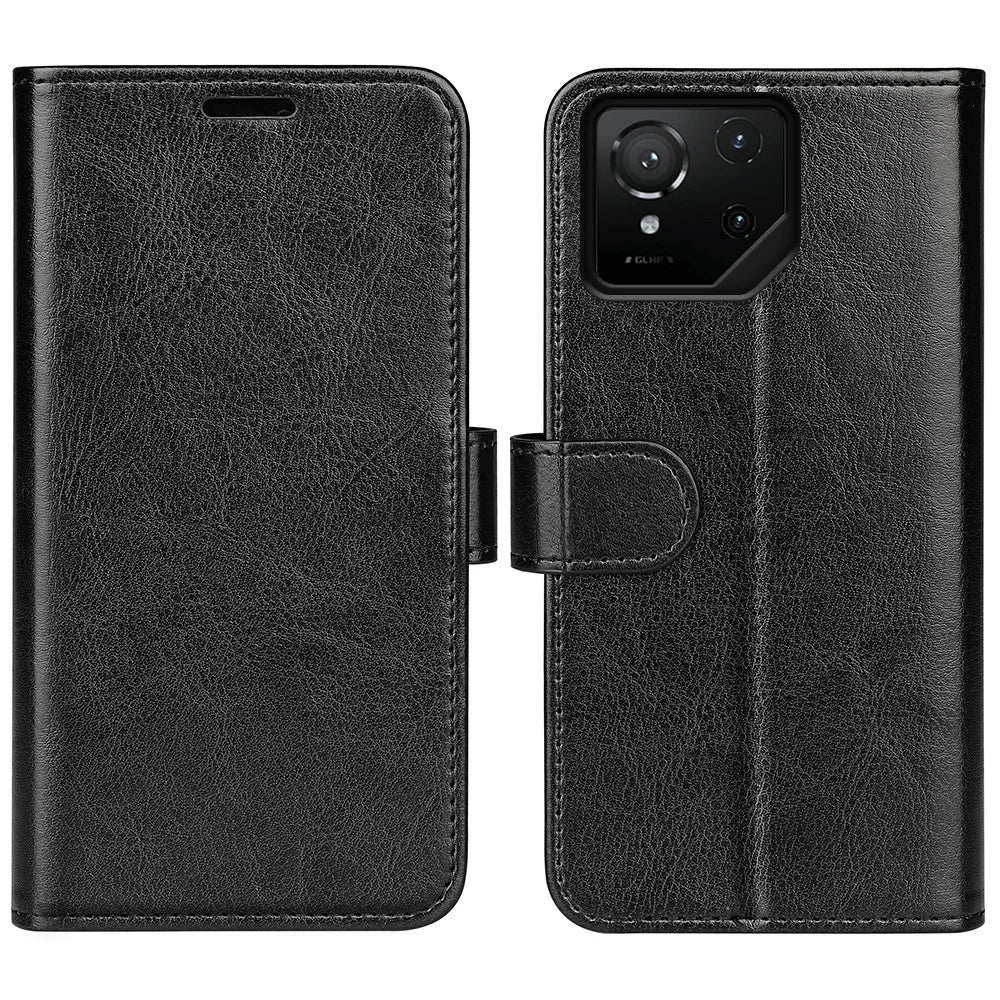 For Asus ROG Phone 9 Pro 5G Case Crazy Horse Texture Stand Leather Phone Cover - Black - 4