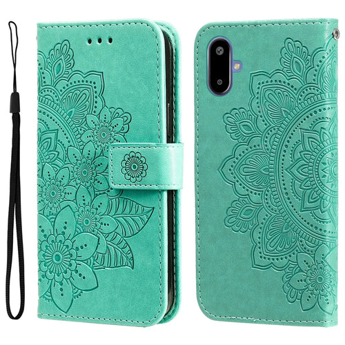 For Samsung Galaxy F06 5G Case Floral Pattern PU Leather Wallet Stand Phone Cover - Green - 1