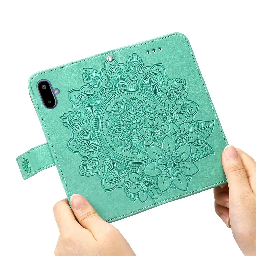 For Samsung Galaxy F06 5G Case Floral Pattern PU Leather Wallet Stand Phone Cover - Green - 2