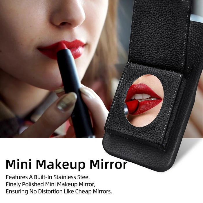 For iPhone 16 Pro Max Case Litchi Textured PU + TPU Phone Cover with Card Holder, Strap - Black - 5