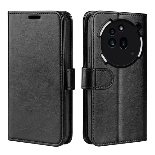 For Nothing Phone (3a) Pro Case Crazy Horse Texture Stand Leather Phone Cover - Black - 1