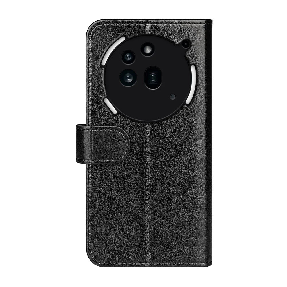 For Nothing Phone (3a) Pro Case Crazy Horse Texture Stand Leather Phone Cover - Black - 4