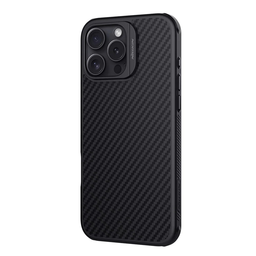 NILLKIN For iPhone 16 Pro Max Magnetic Case Carbon Fiber Texture TPU + PC Shockproof Phone Cover - Black - 2